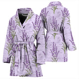 Lavender Pattern Background Women Bathrobe