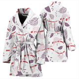 Sloth Leaves Pattern Women Bathrobe