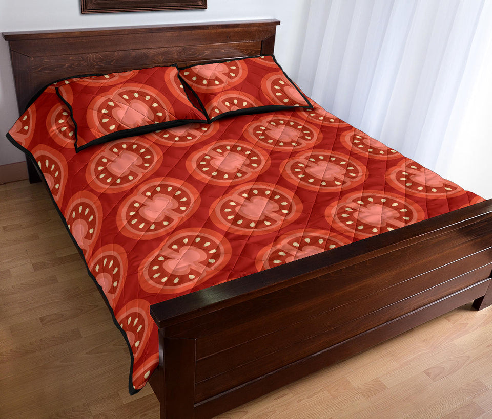 Sliced Tomato Pattern Quilt Bed Set