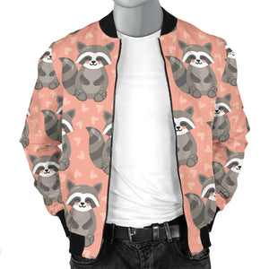 Raccoon Heart Pattern Men Bomber Jacket