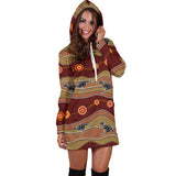 Kangaroo Aboriginal Pattern Women Hoodie Dress