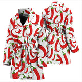 Red Chili Pattern Women Bathrobe