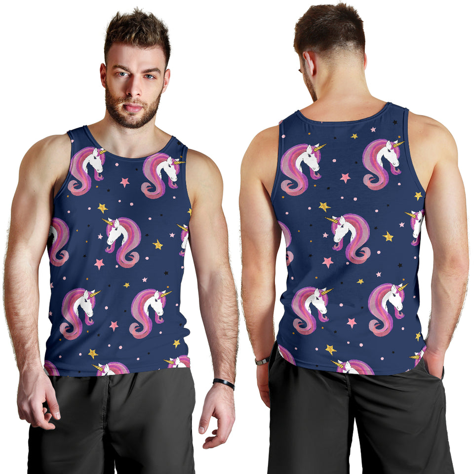 Unicorn Head Pattern Men Tank Top