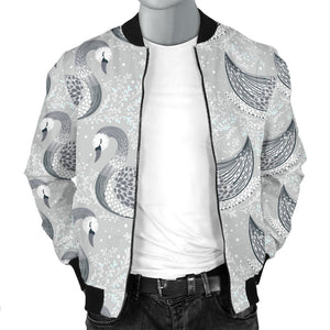 Swan Gray Pattern Men Bomber Jacket