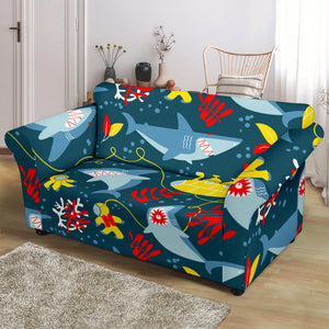 Shark Pattern Loveseat Couch Slipcover