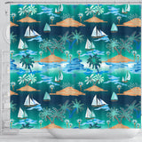 Sailboat Water Color Pattern Shower Curtain Fulfilled In US