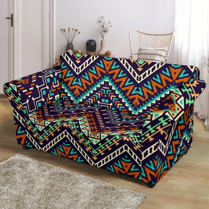 Zigzag Chevron African Afro Dashiki Adinkra Kente Pattern Loveseat Couch Slipcover