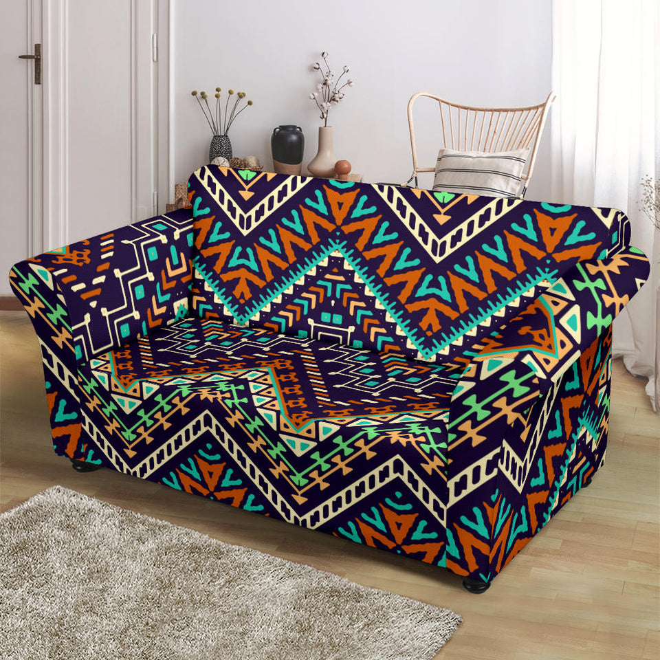 Zigzag Chevron African Afro Dashiki Adinkra Kente Pattern Loveseat Couch Slipcover