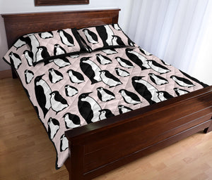 Penguin Pattern Background Quilt Bed Set