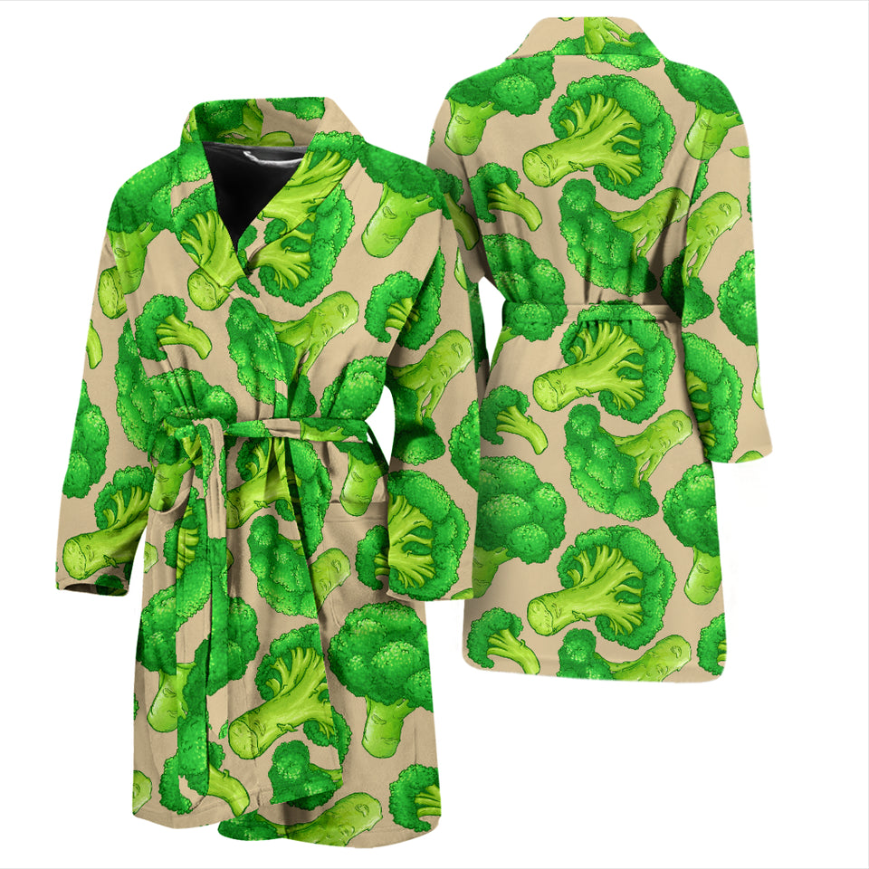 Broccoli Pattern Pink background Men Bathrobe