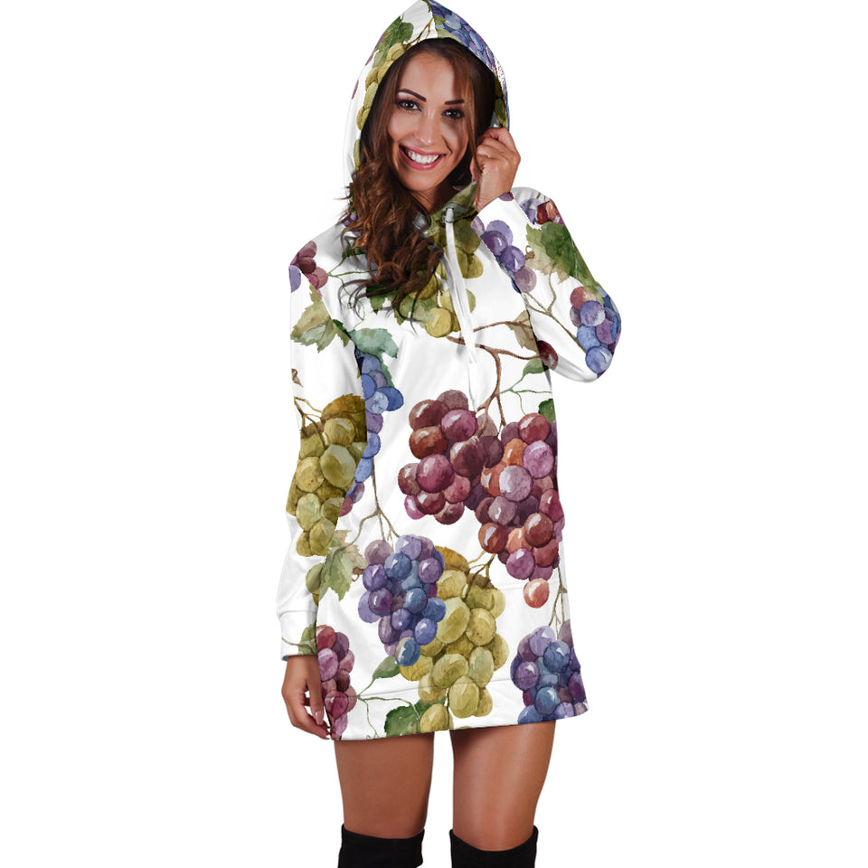 Grape Pattern Women Hoodie Dress