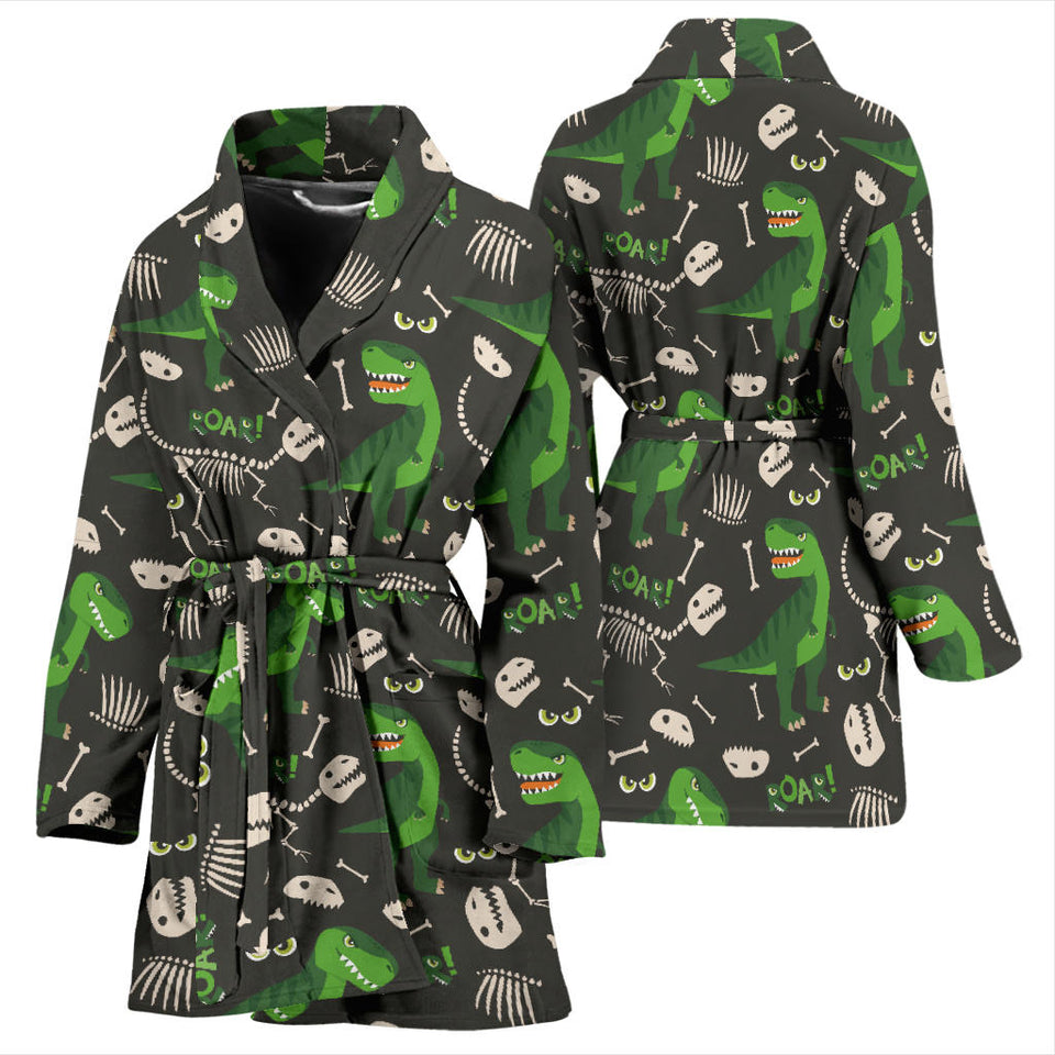 Dinosaur Pattern Women Bathrobe