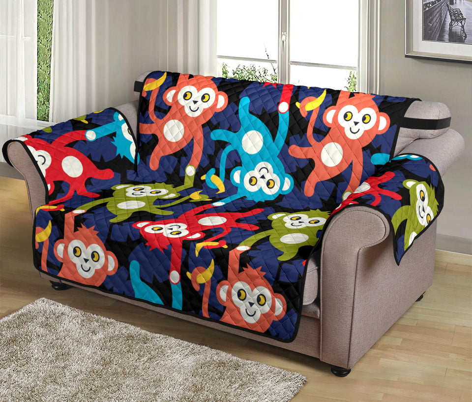 Colorful Monkey Pattern Loveseat Couch Cover Protector