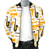 Saxophone Theme Pattern Men Bomber Jacket