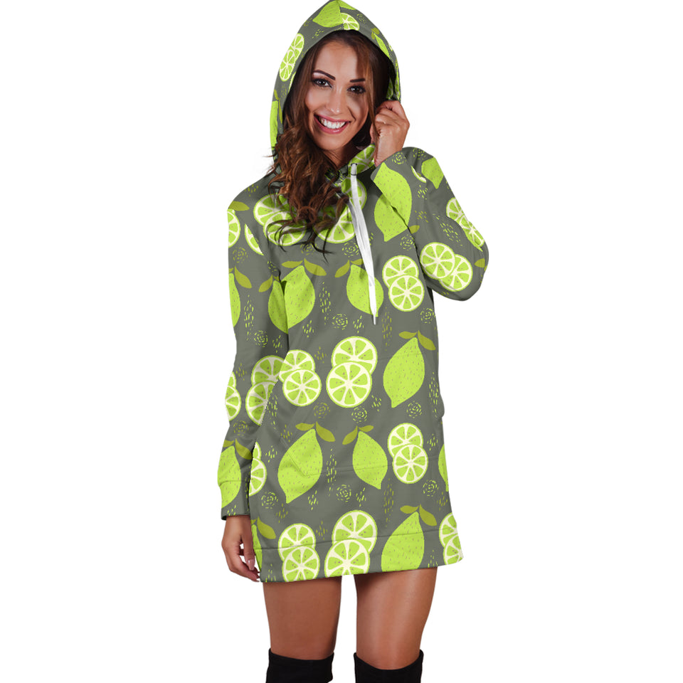 Lime Pattern Theme Women Hoodie Dress