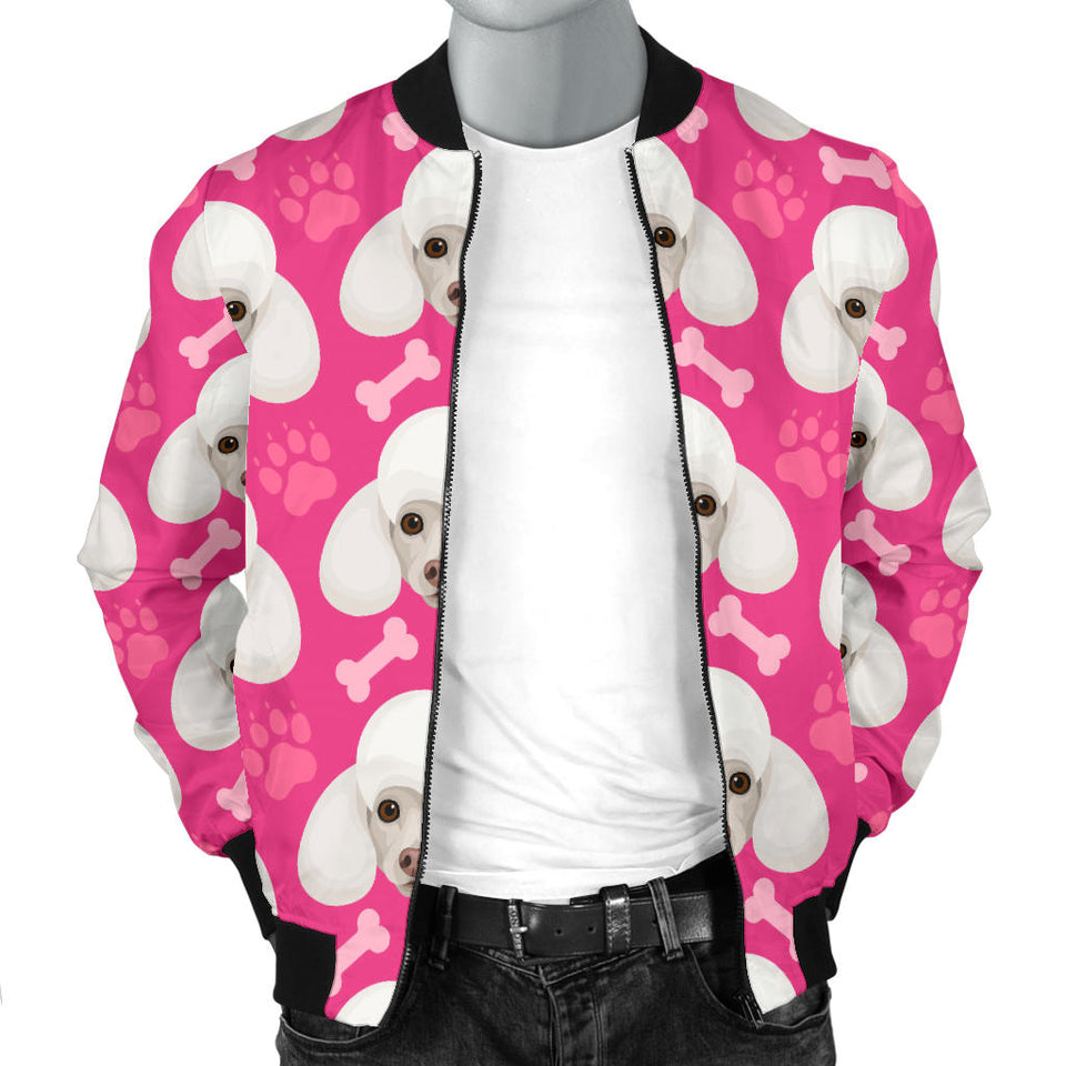 Poodle Pattern Pink background Men Bomber Jacket