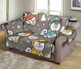 Cute Siberian Husky Raincoat Pattern Loveseat Couch Cover Protector