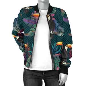 Toucan Pattern Women Bomber Jacket