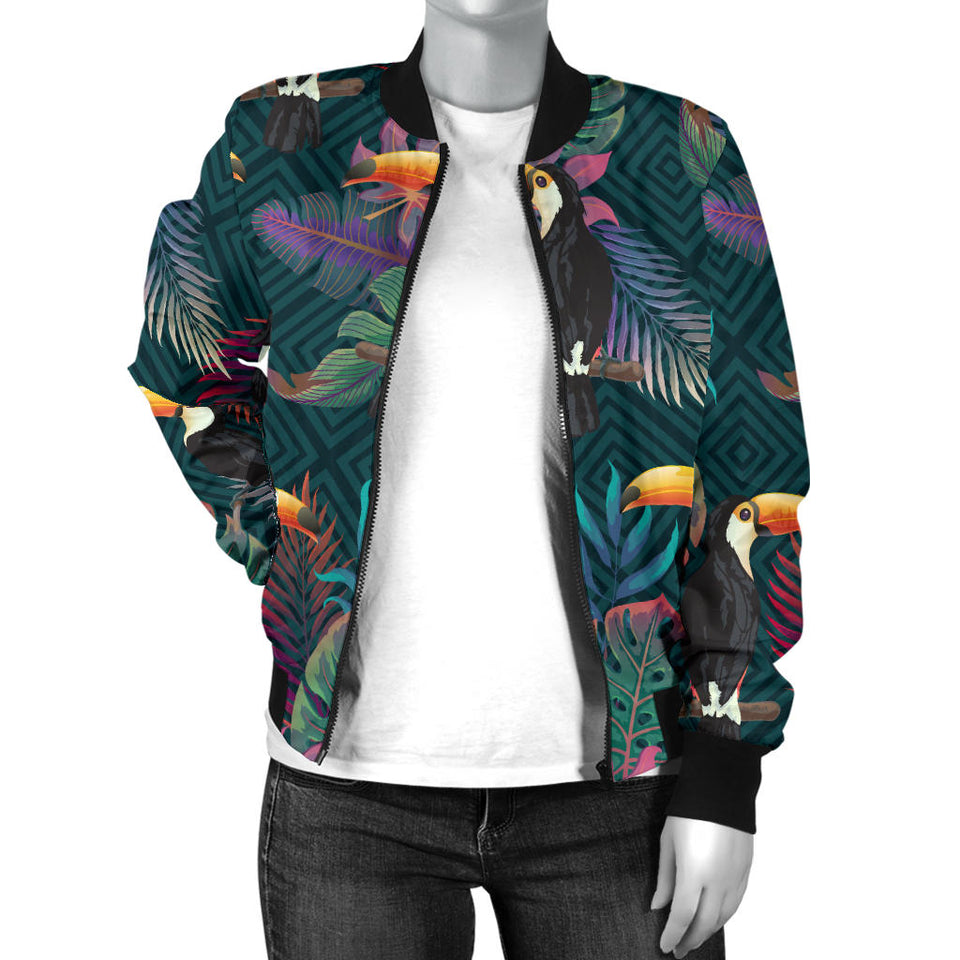 Toucan Pattern Women Bomber Jacket