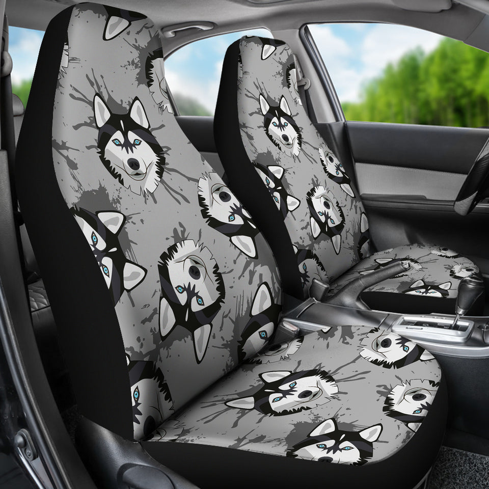 Siberian Husky Pattern Theme Universal Fit Car Seat Covers