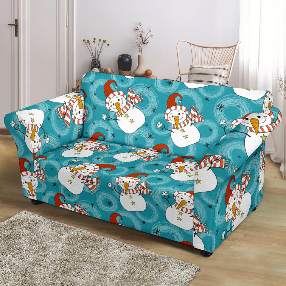 Snowman Chirstmas Pattern Loveseat Couch Slipcover