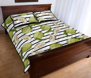 Guava Pattern Stripe background Quilt Bed Set