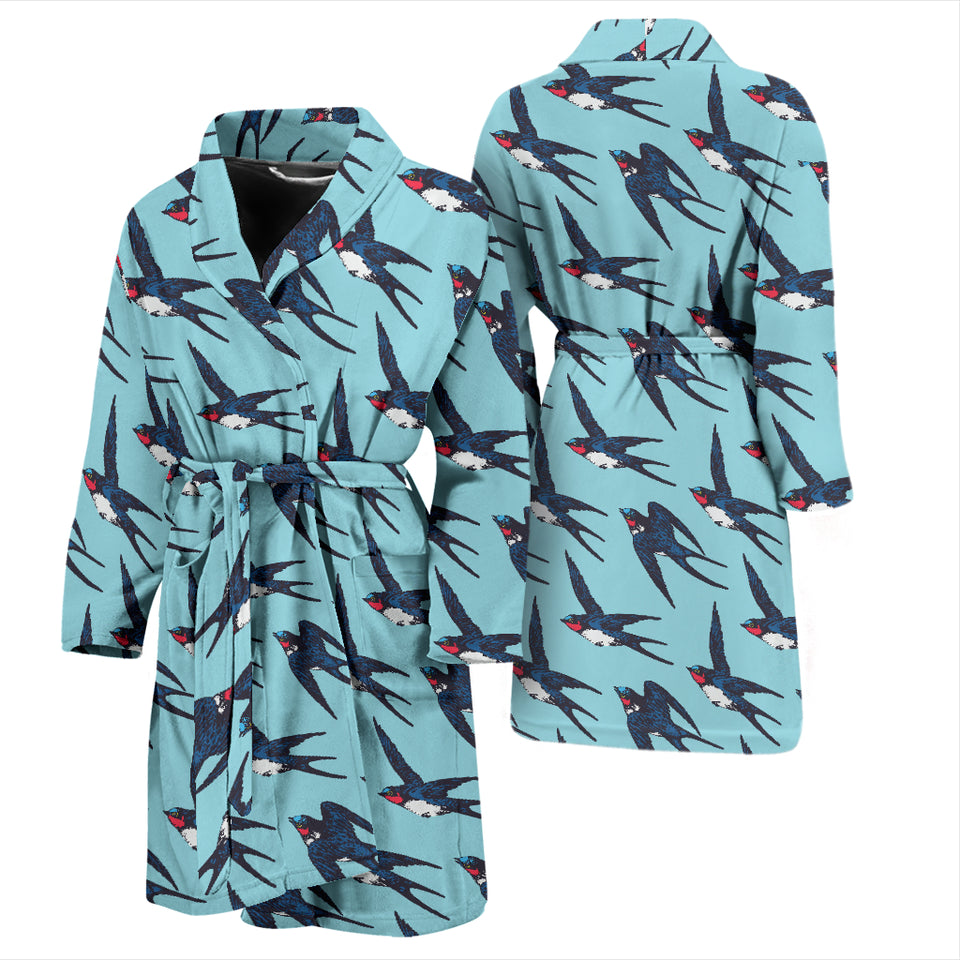 Swallow Pattern Print Design 01 Men Bathrobe