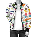 Colorful Dinosaur Pattern Women Bomber Jacket