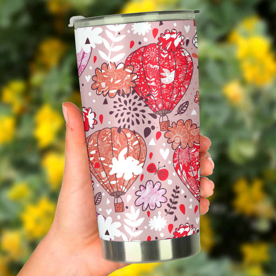 Red Pink Hot Air Balloon Pattern Tumbler