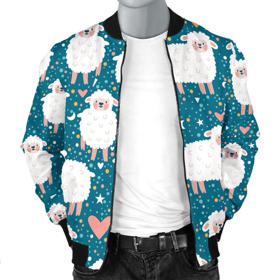 Sheep Heart Pattern Men Bomber Jacket