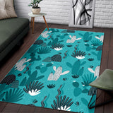 Green Cactus Pattern Area Rug