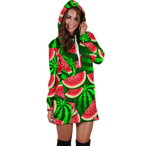 Watermelon Pattern Theme Women Hoodie Dress