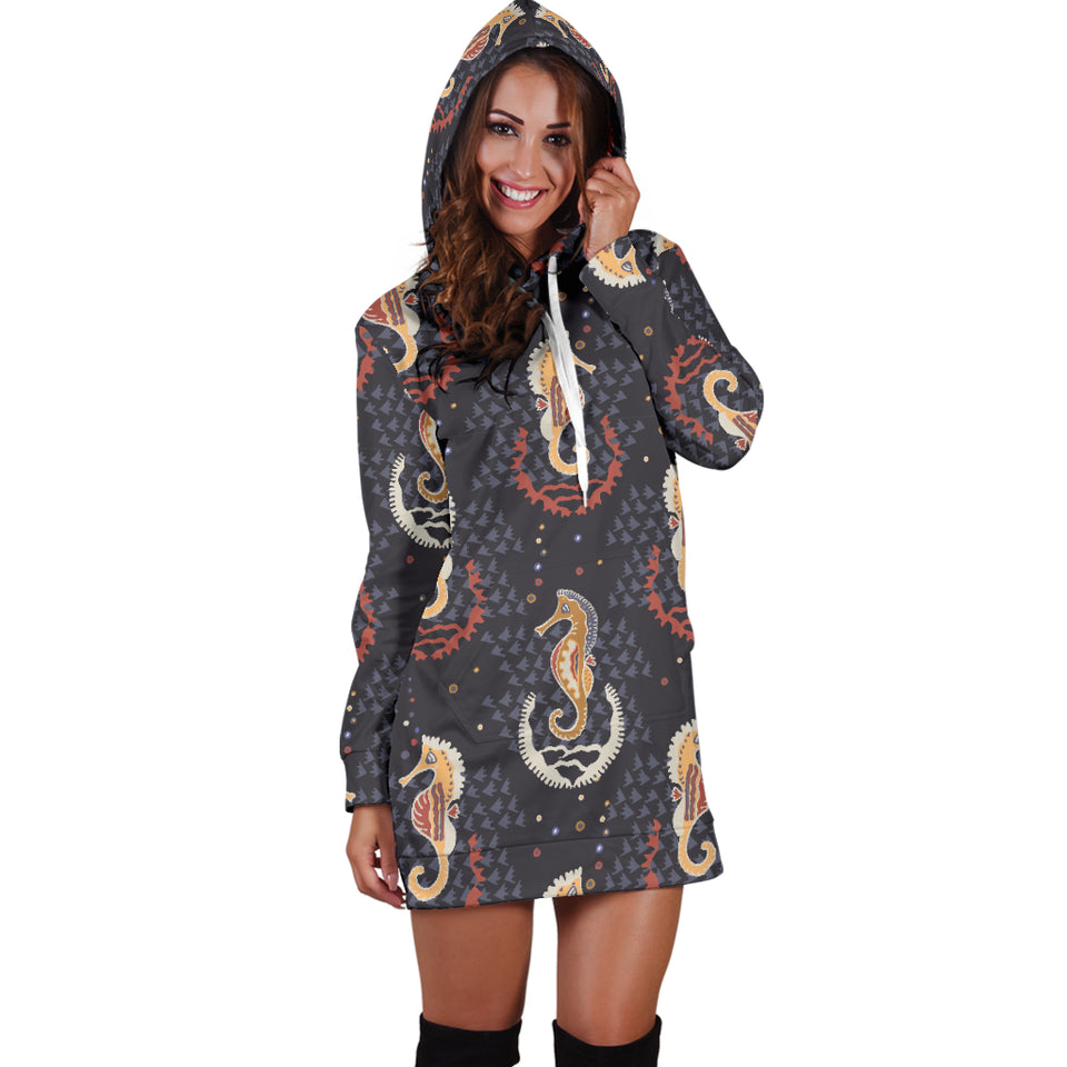 Seahorse Pattern Women Hoodie Dress