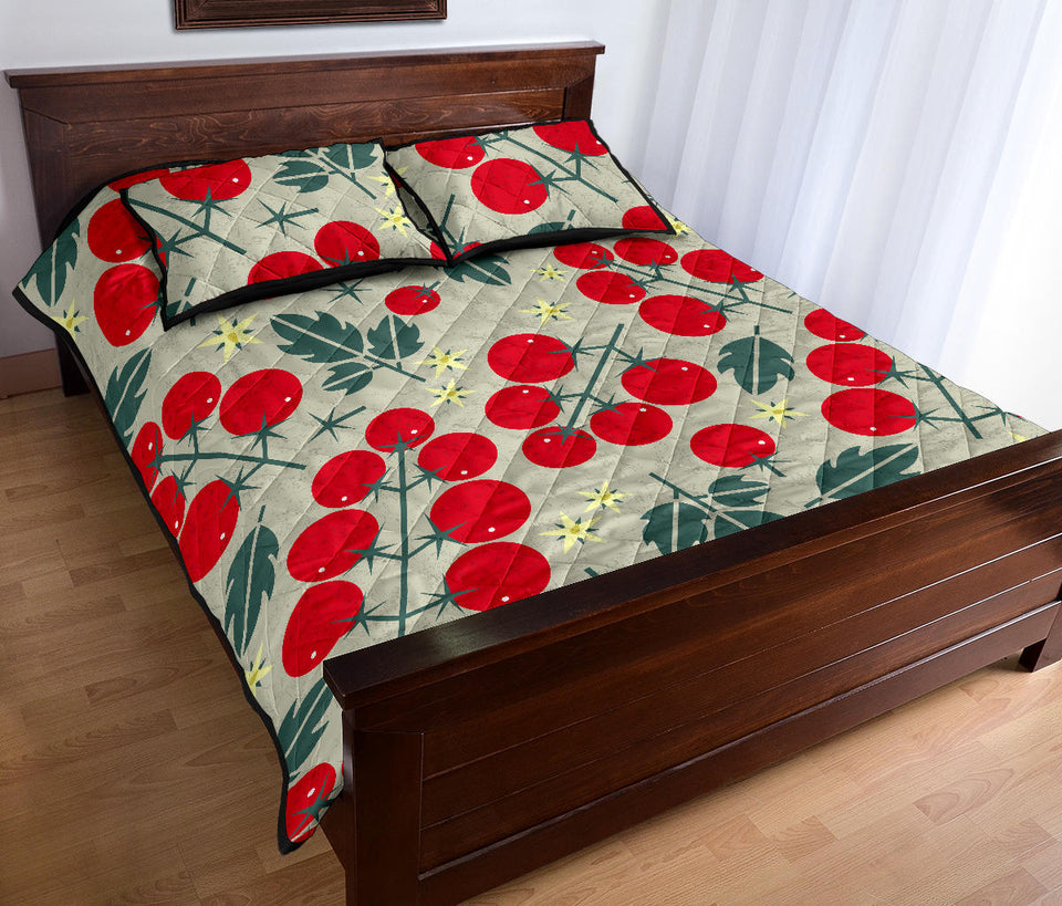 Hand Drawn Tomato Pattern Quilt Bed Set