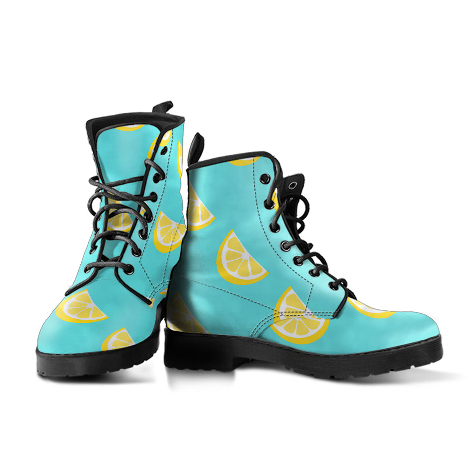 Lemon Theme Pattern Leather Boots