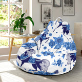 Horse Flower Blue Theme Pattern Bean Bag Cover