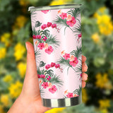 Red Pink Orchid Hibiscus Pattern Tumbler