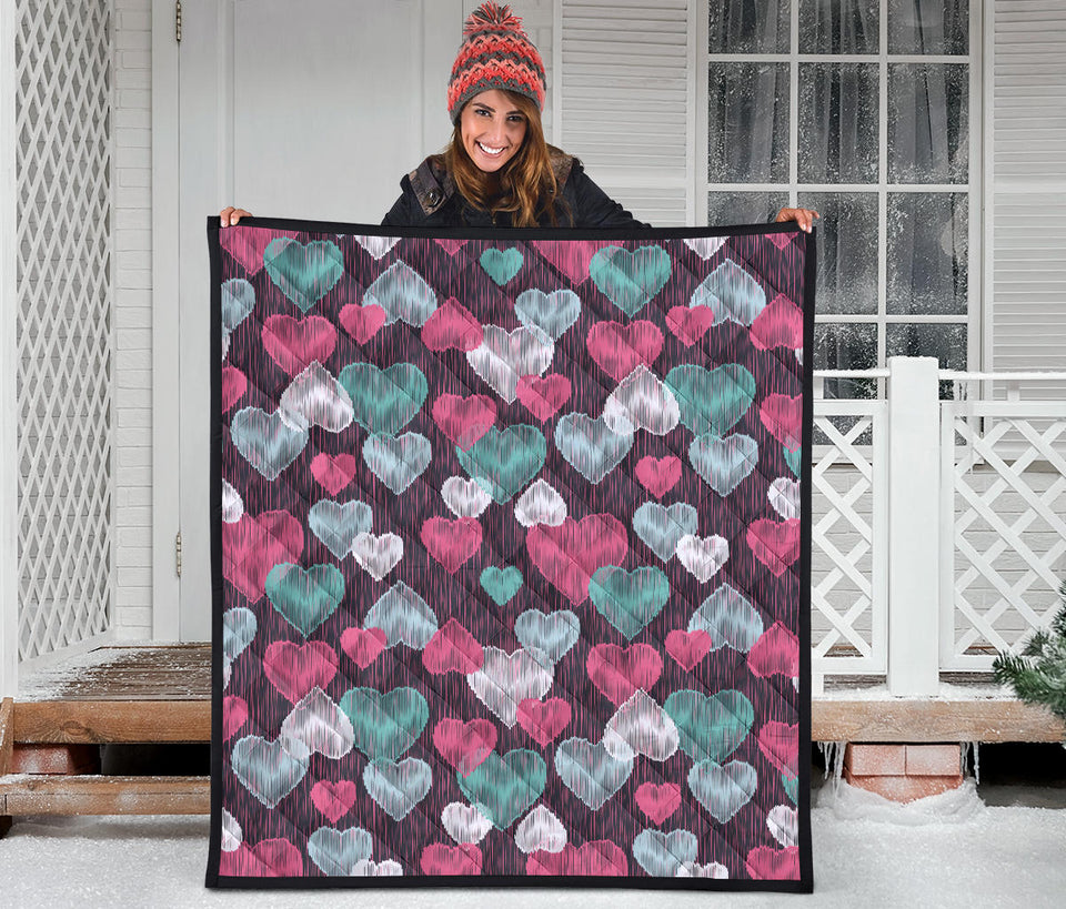 Decorative Heart Pattern Premium Quilt