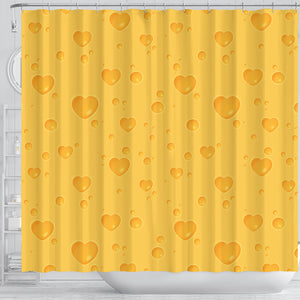 Cheese Heart Texture Pattern Shower Curtain Fulfilled In US