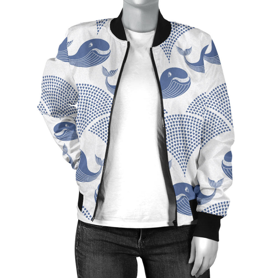 Whale Pattern Women Bomber Jacket