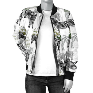 Zebra Pattern Women Bomber Jacket