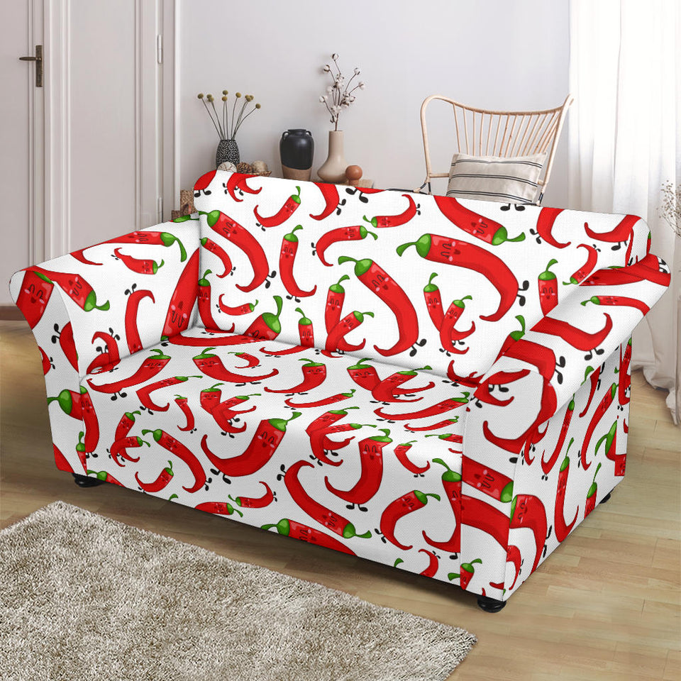 Red Chili Pattern Loveseat Couch Slipcover