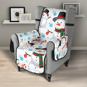 Snowman Pattern Background Chair Cover Protector