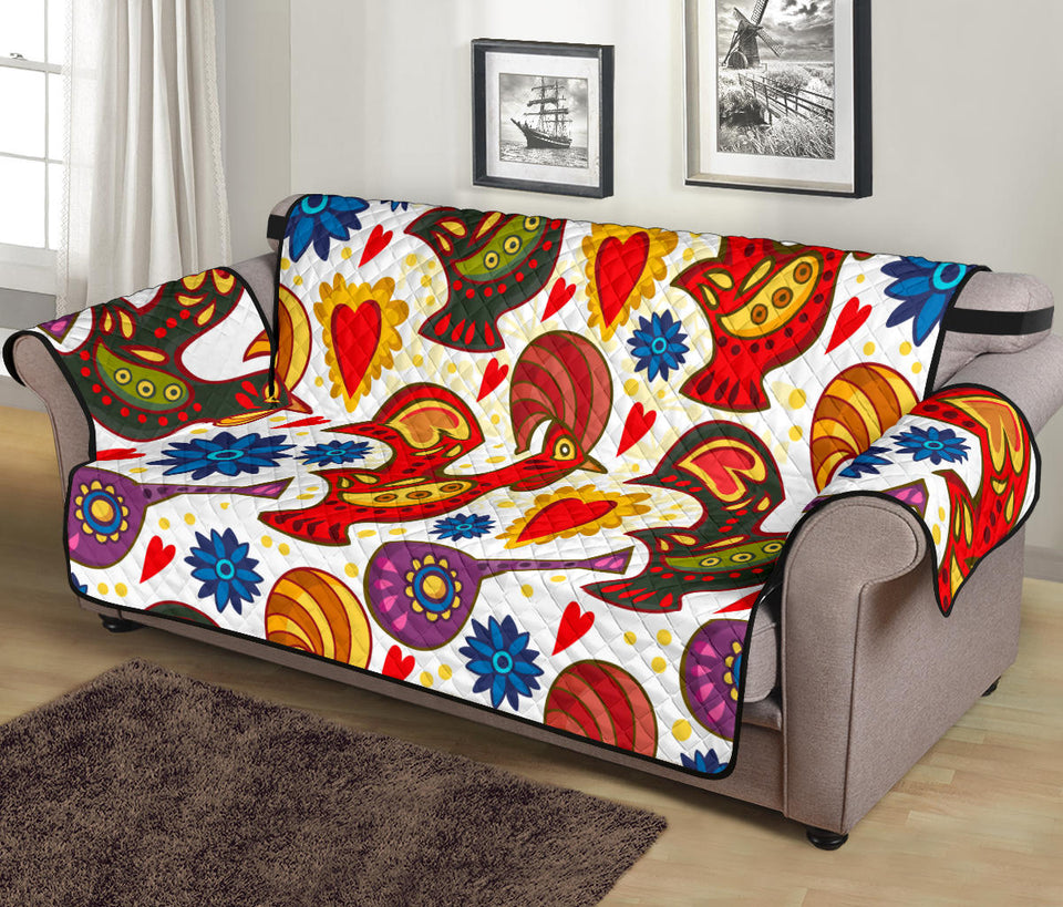 Colorful Rooster Chicken Guitar Pattern Sofa Cover Protector