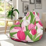 Pink White Tulip Pattern Bean Bag Cover