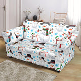 Snowman Pattern Background Loveseat Couch Slipcover