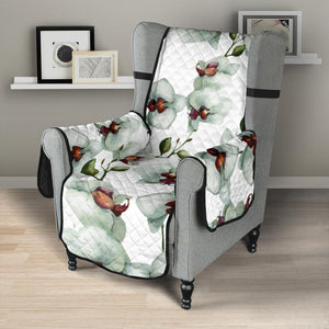 White Orchid Pattern Chair Cover Protector