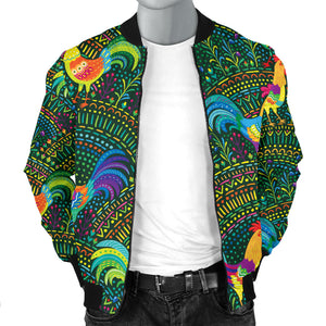 Rooster Chicken Pattern Theme Men Bomber Jacket