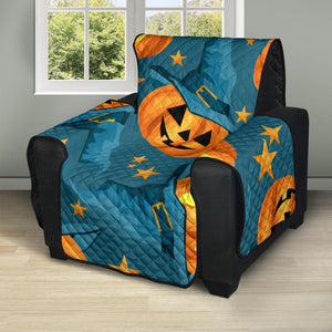 Halloween Pumpkin Witch Hat Pattern Recliner Cover Protector