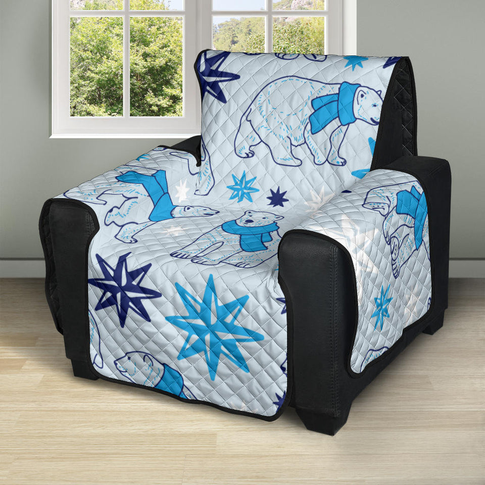 Polar Bear Pattern Blue Background Recliner Cover Protector
